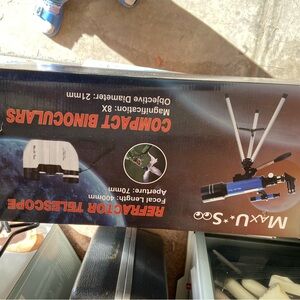 Refractor Telescope and Compact Binoculars Set - Blue and Black